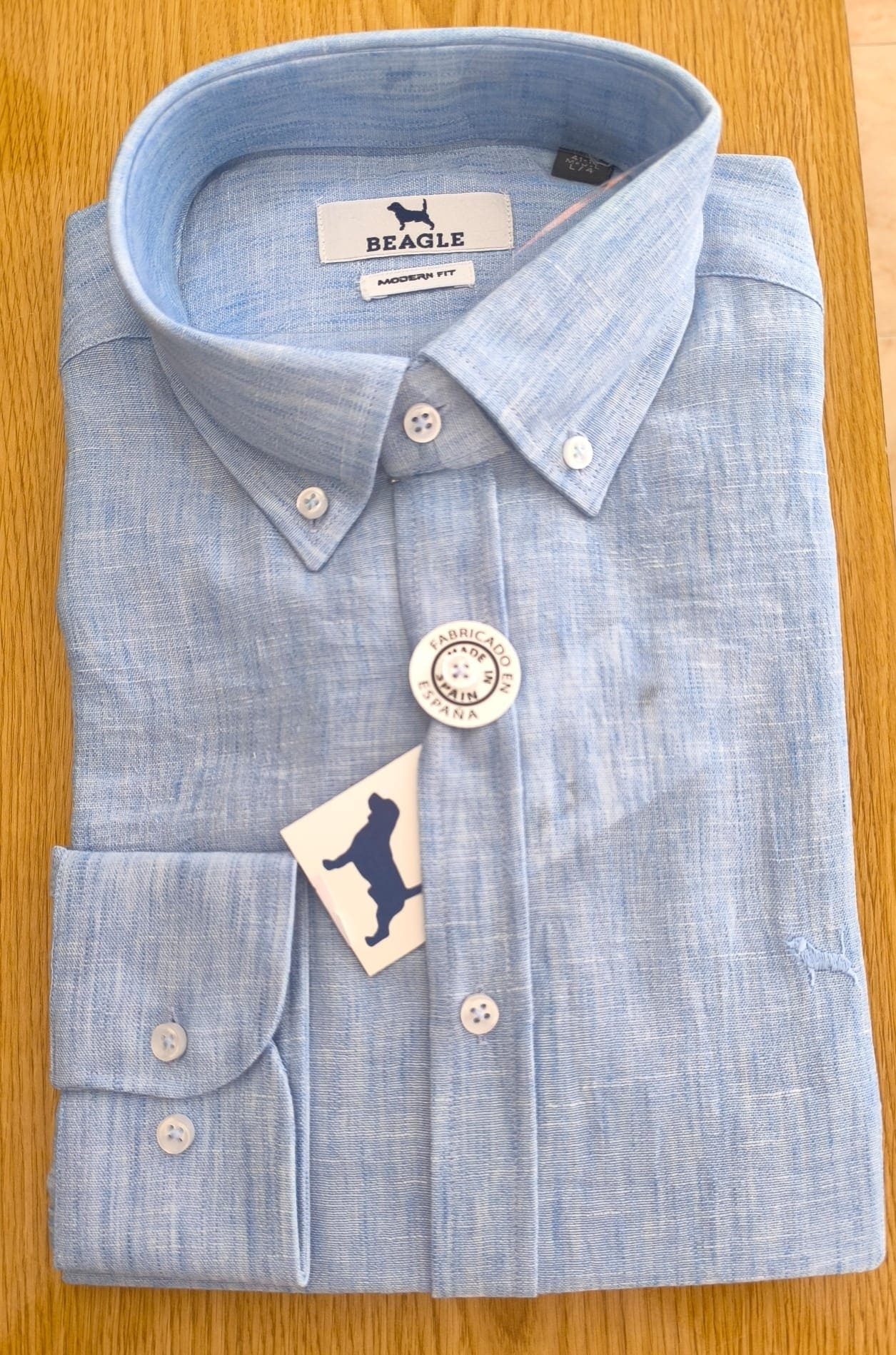 Camisa Lino Celeste