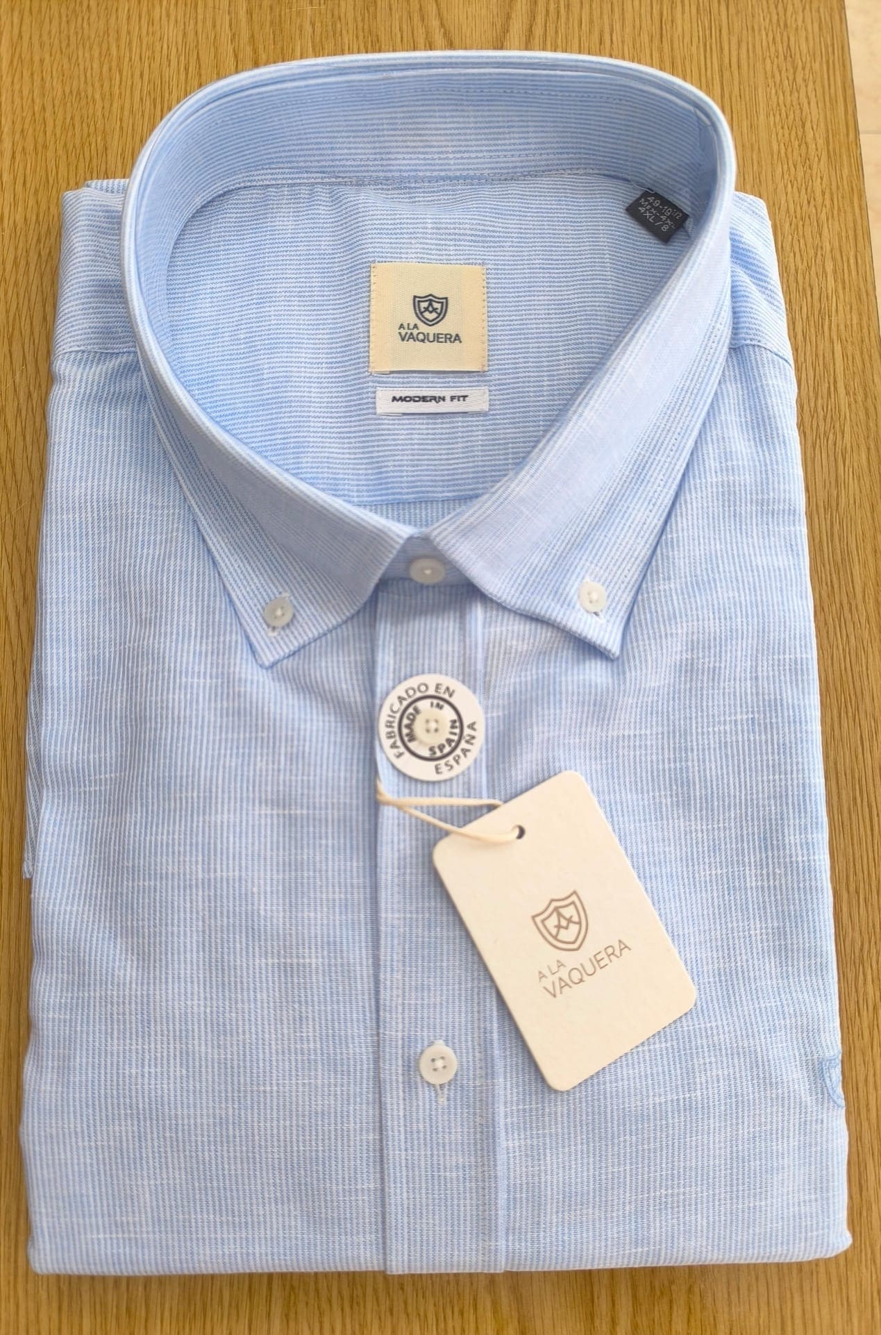 Camisa Lino Azul Mil Rayas